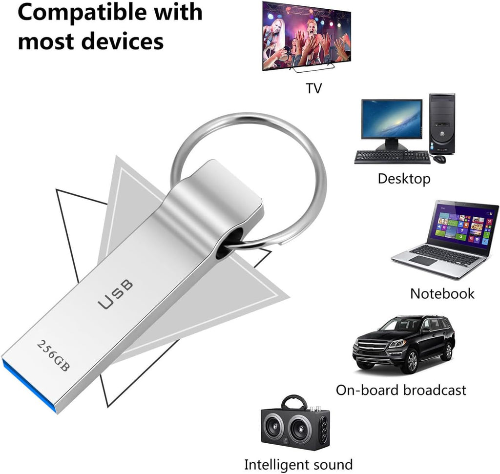 USB Flash Drive 230GB Waterproof USB Stick High Speed Memory Stick 230GB Ultra Large Storage Metal Thumb Drive with Keychain Design for Laptop Computer Tablet