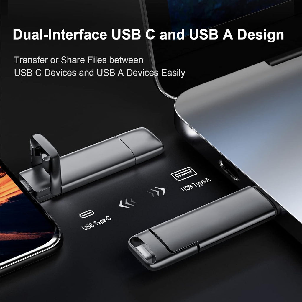 Fast Thumb Drive,Dual Drive Type-C + USB A 3.2 Gen 2 External Solid State Drives
