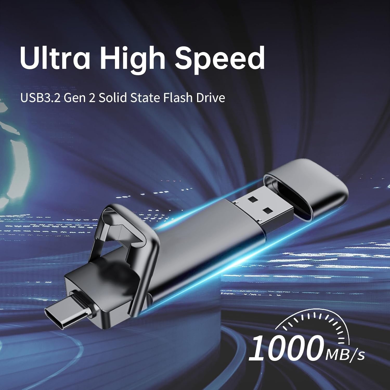 Fast Thumb Drive,Dual Drive Type-C + USB A 3.2 Gen 2 External Solid State Drives