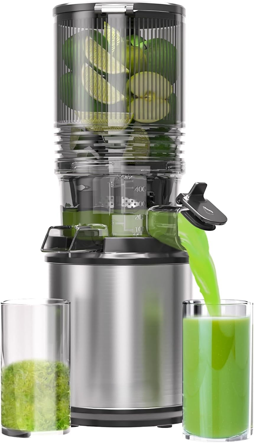 Cold Press Juicer – 6.5" Extra Large Feed Chute Fit Hands-Free Electric Masticating Juicer Machine