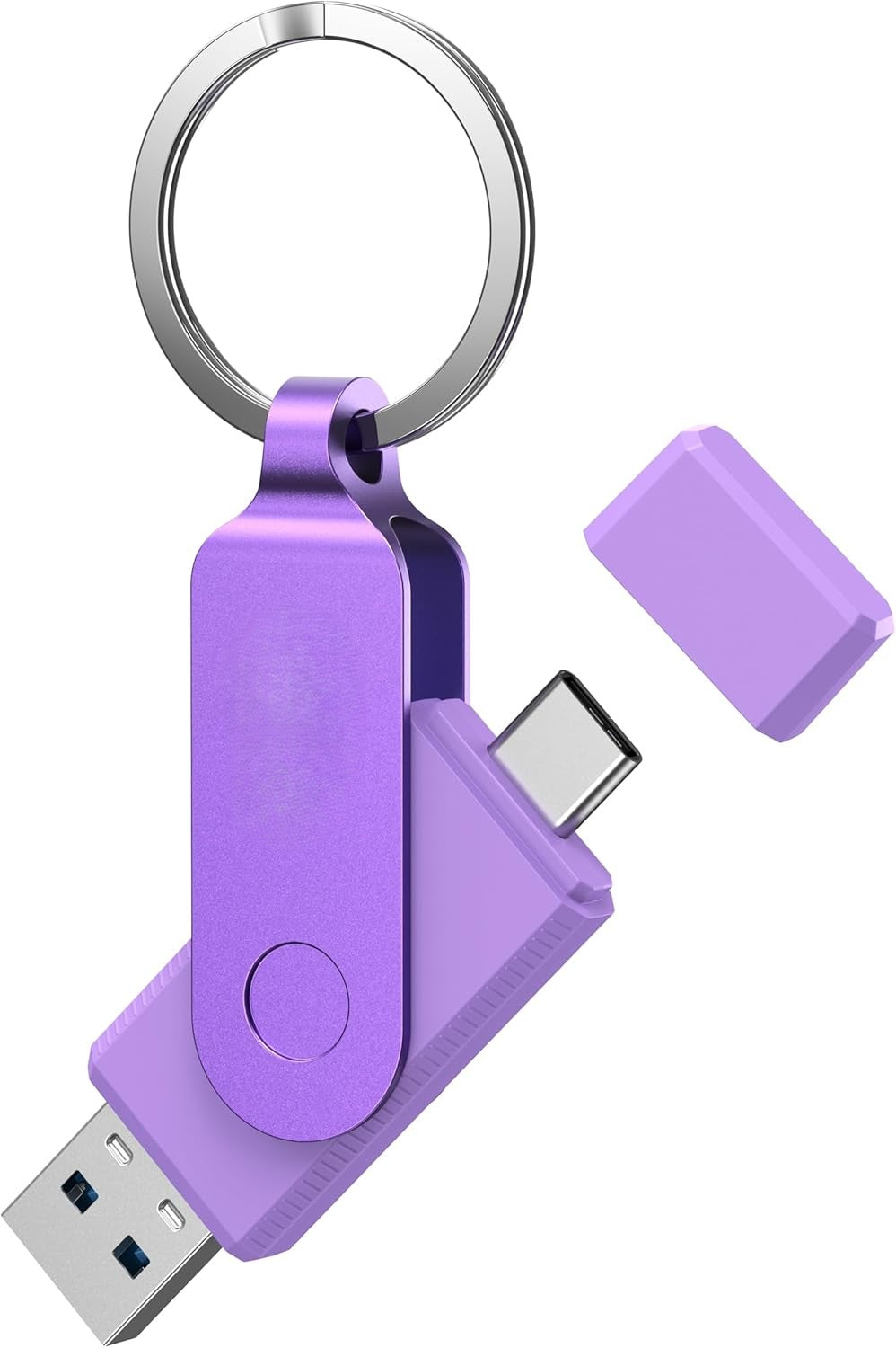 128GB Dual USB C Flash Drive, Up to 150MB/S Type C Thumb Drive with Keychain and LED Light
