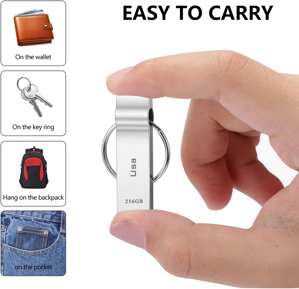 USB Flash Drive 230GB Waterproof USB Stick High Speed Memory Stick 230GB Ultra Large Storage Metal Thumb Drive with Keychain Design for Laptop Computer Tablet