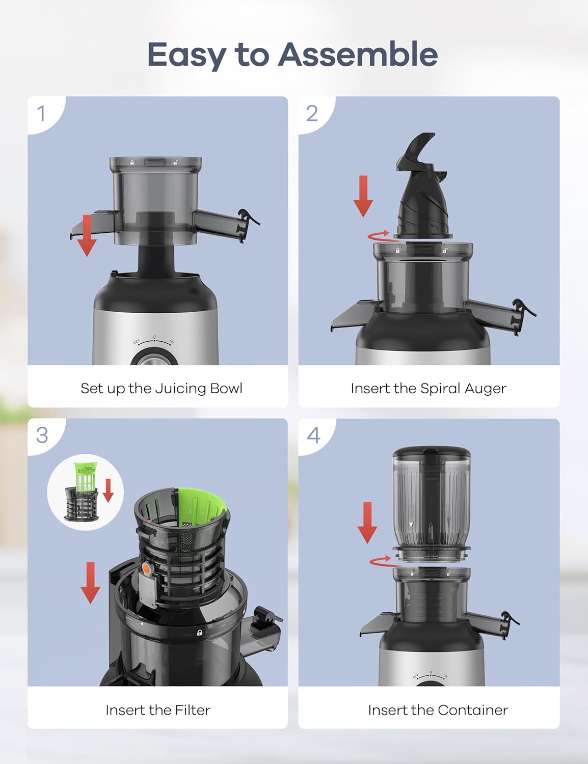 Juicer Machines, Slow Masticating Juicers with Large Feed Chute for Whole Fruits & Vegetables