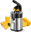 Professional Brushed Stainless Steel Electric Citrus Juicer, 2 Interchangeable Cones for Orange, Lemon & Grapefruit, Easy Clean, Durable Design &...