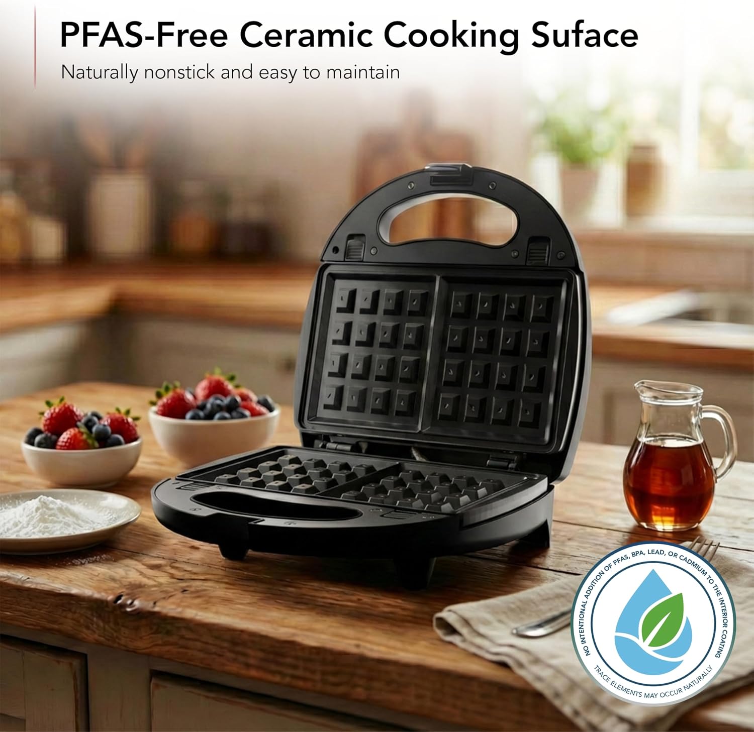 3 in 1 Electric Sandwich Maker, Press Grill and Waffle Iron Set with Removable Non-Stick Plates