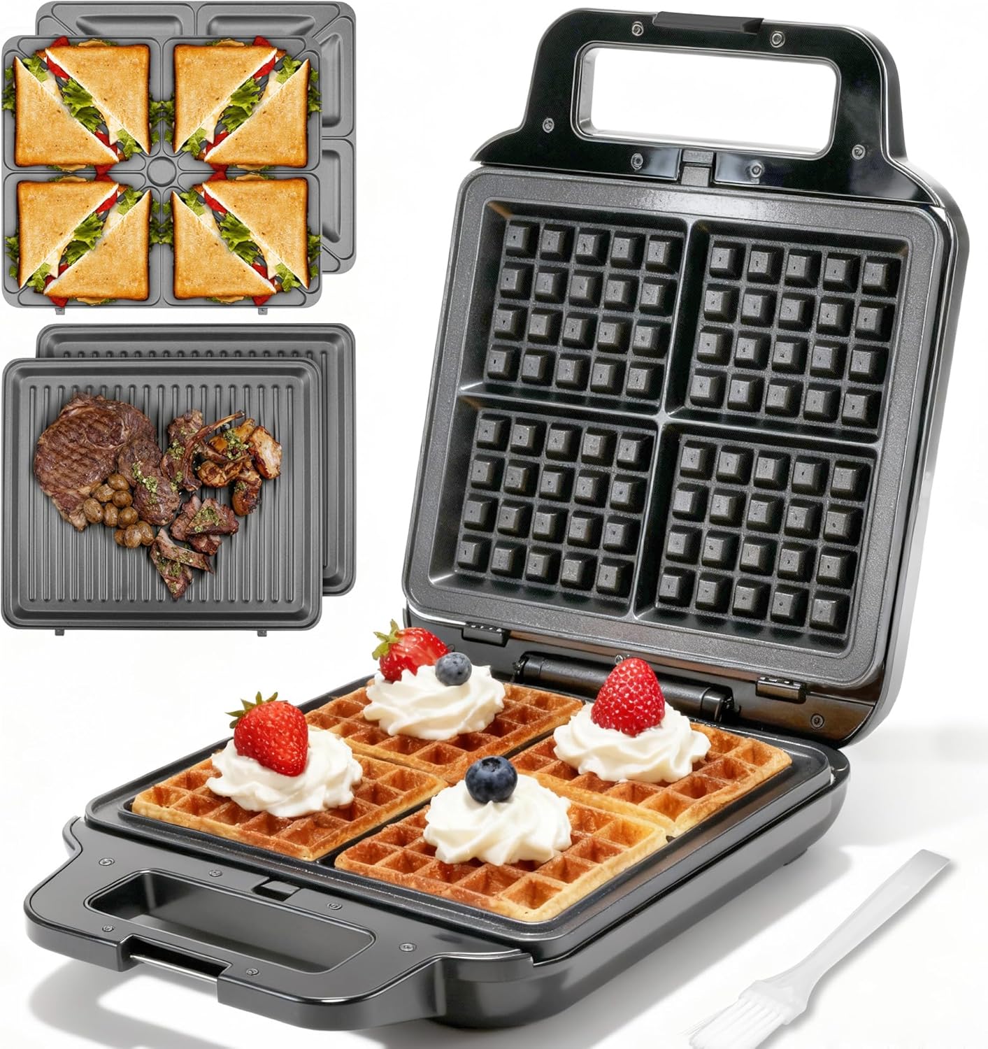 Waffle Maker with Removable Plates, Waflera Electrica
