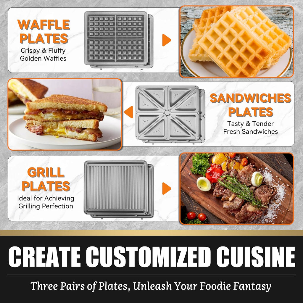 Waffle Maker with Removable Plates, Waflera Electrica